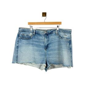 NWT Good American Women’s 90s High Rise Denim Shorts Light Wash Size 18